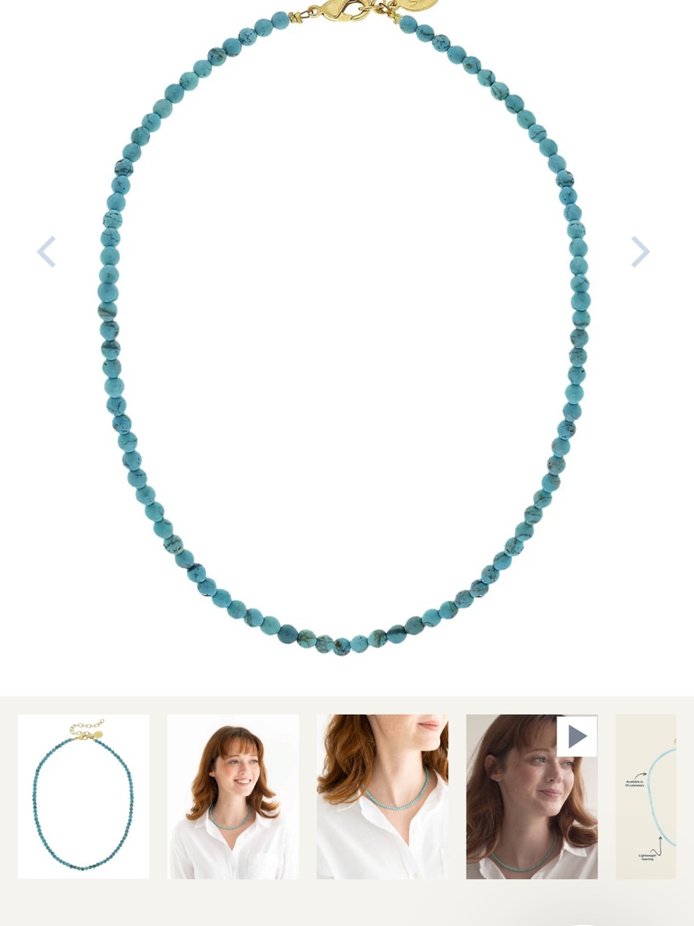 SUSAN SHAW - Turquoise Beaded Choker Necklace - Gold Accents 🫶 - Picture 2 of 2